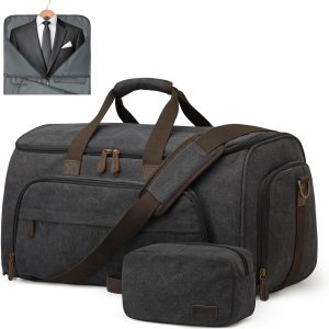 Carry On Garment Bag for Travel Convertible Garment Duffle Bag Suit Bags for Men Women Travel 2 in 1 Hanging Suitcase Business Travel Bag with Toiletry Bag, Black, 50l